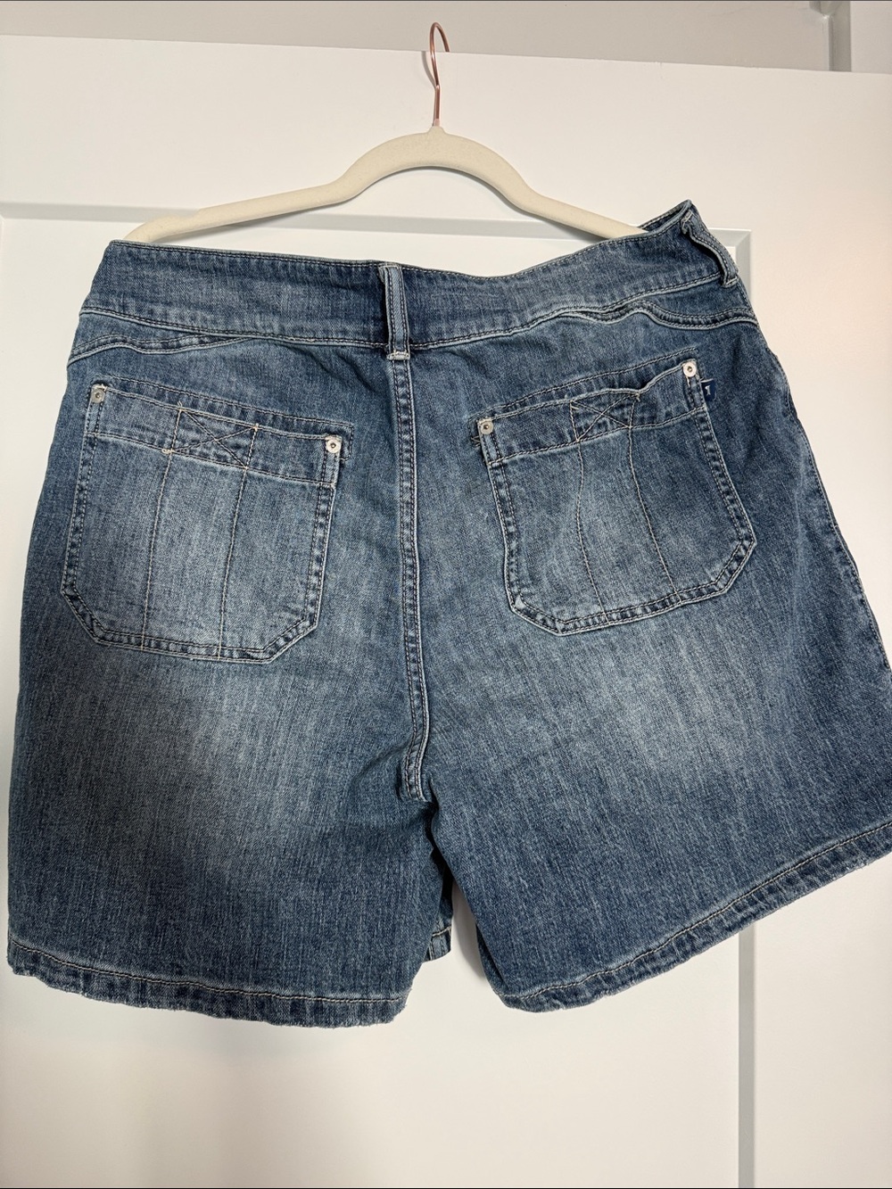 Pilcro Washed Blue Denim Utility Shorts - Picture 2 of 4